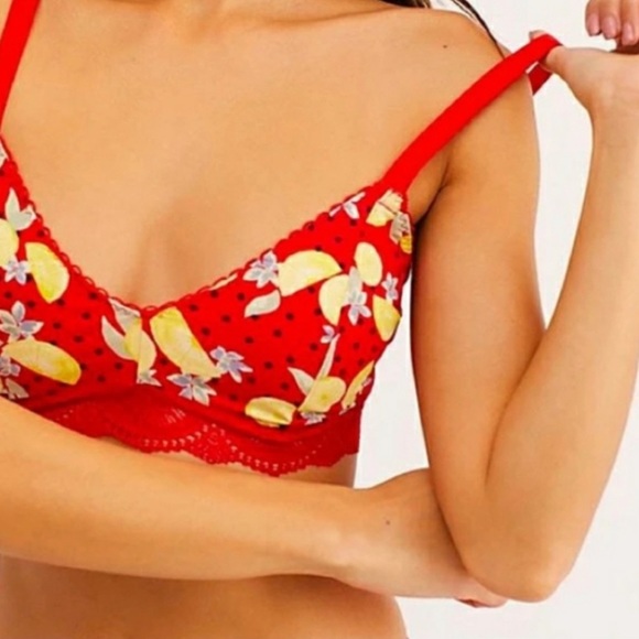 ❤️NEW Free People Mari Printed Bralette Cherry Red Combo Size XSmall $38 - Picture 4 of 10